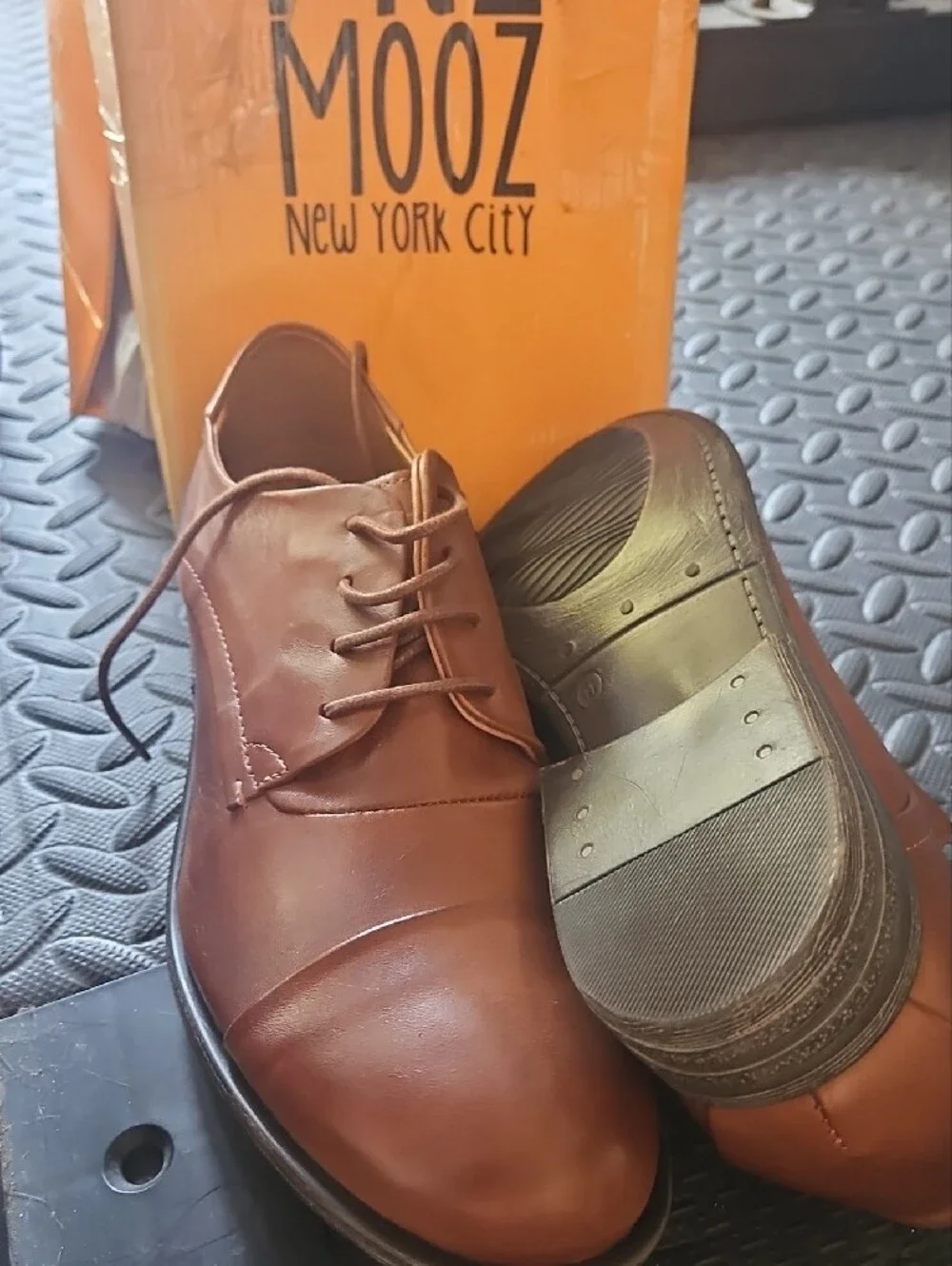 Miz Mooz Tan Leather Lace-Up Oxfords